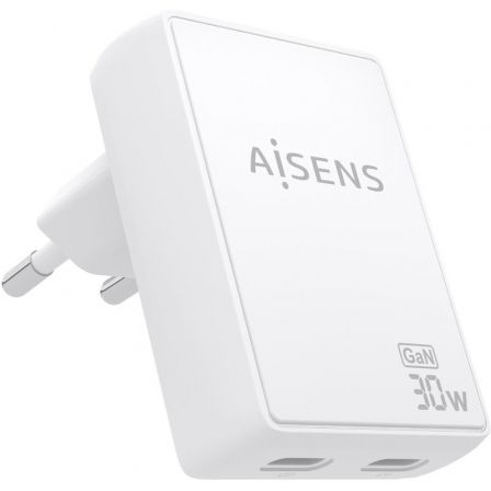 Aisens de Pared GaN ASCH-30W2P075-W/ 2xUSB Tipo-C/ 30W Blanco