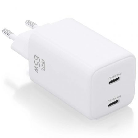 Aisens de Pared GaN ASCH-65W2P039-W/ 2xUSB Tipo-C/ 65W