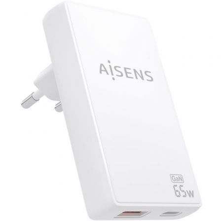 Aisens de Pared GaN ASCH-65W2P076-W/ 1xUSB Tipo-C/ 1xUSB/ 65W Blanco