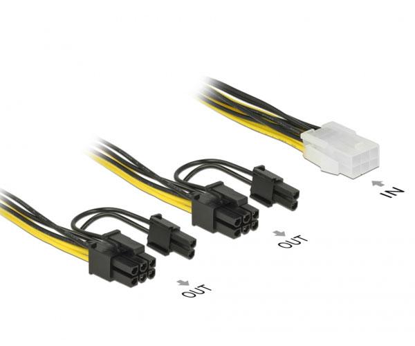 Delock alimentacion gráfica Pci-e 6 pines Hembra a 2x 6+2 Pines Macho / 15cm / 85452