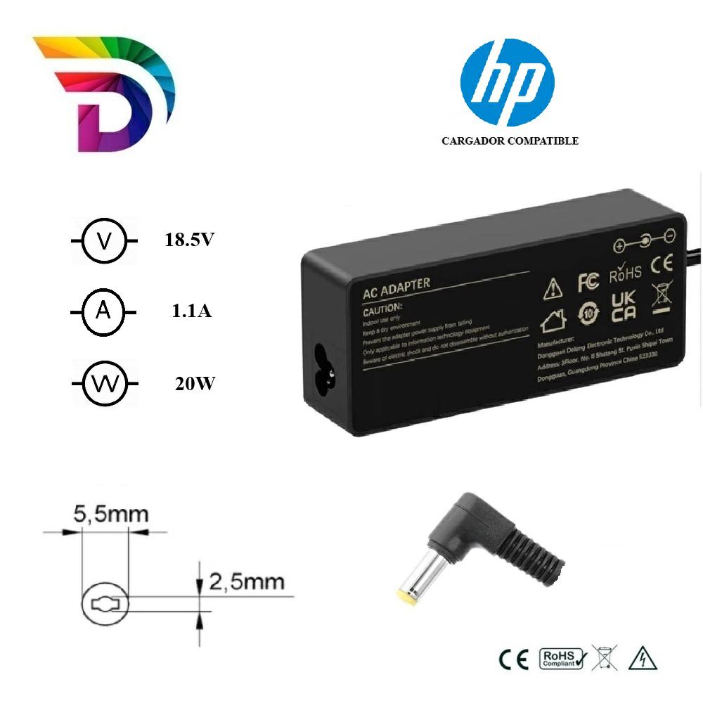 Dayma Cargador compatible para HP 20W 18.5V 1.1A 5.5x2.5 mm