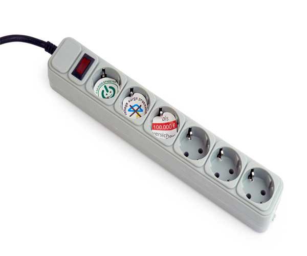 Regleta 6 tomas proteccion antipicos gris Gembird 1.8m / SPG6-B-6C