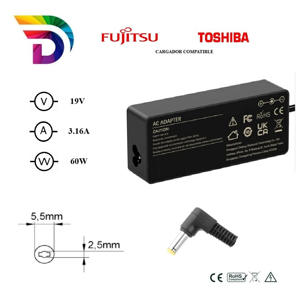 Dayma Cargador compatible para Fujitsu / Toshiba 60W 19V 3.16A 5.5x2.5 mm
