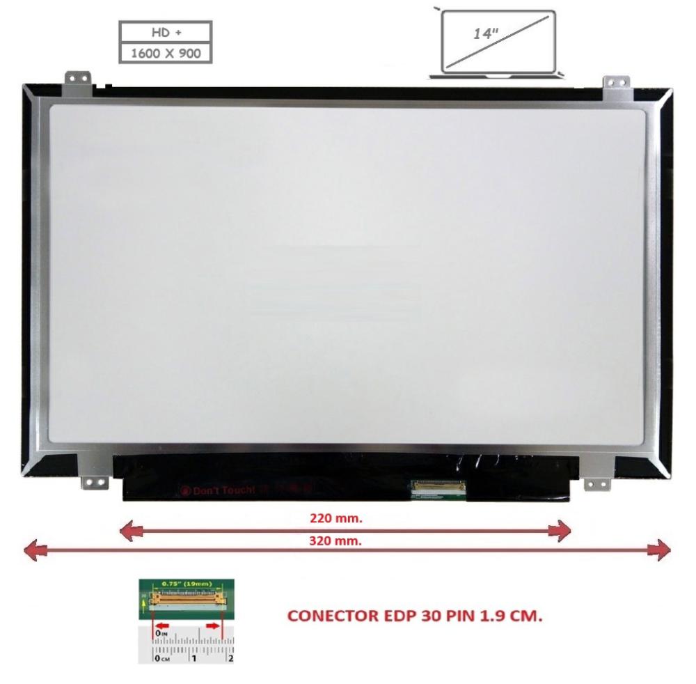 Pantalla compatible para portátil LED 14\" SLIM 30 Pines HD+ con Brackets