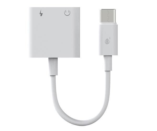 Cable adaptador de audio 2 en 1 Type-c a Jack 3.5mm Hembra + entrada carga / 2.4a / NB1247 / Blanco