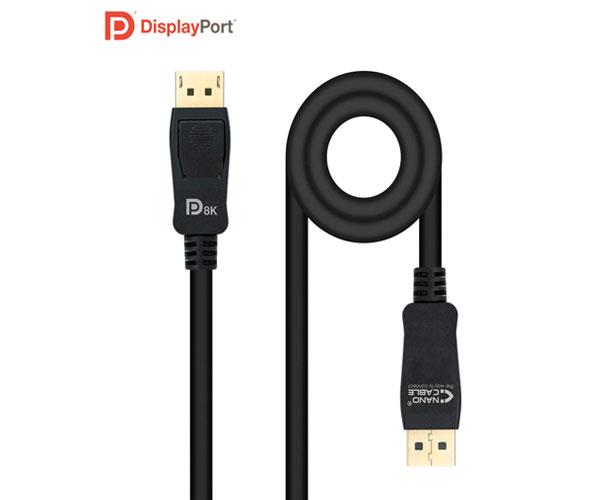 Cable Displayport a Displayport 1.4 M/M Certificado 8K / HDR / 1 metro / Nanocable 10.15.2501