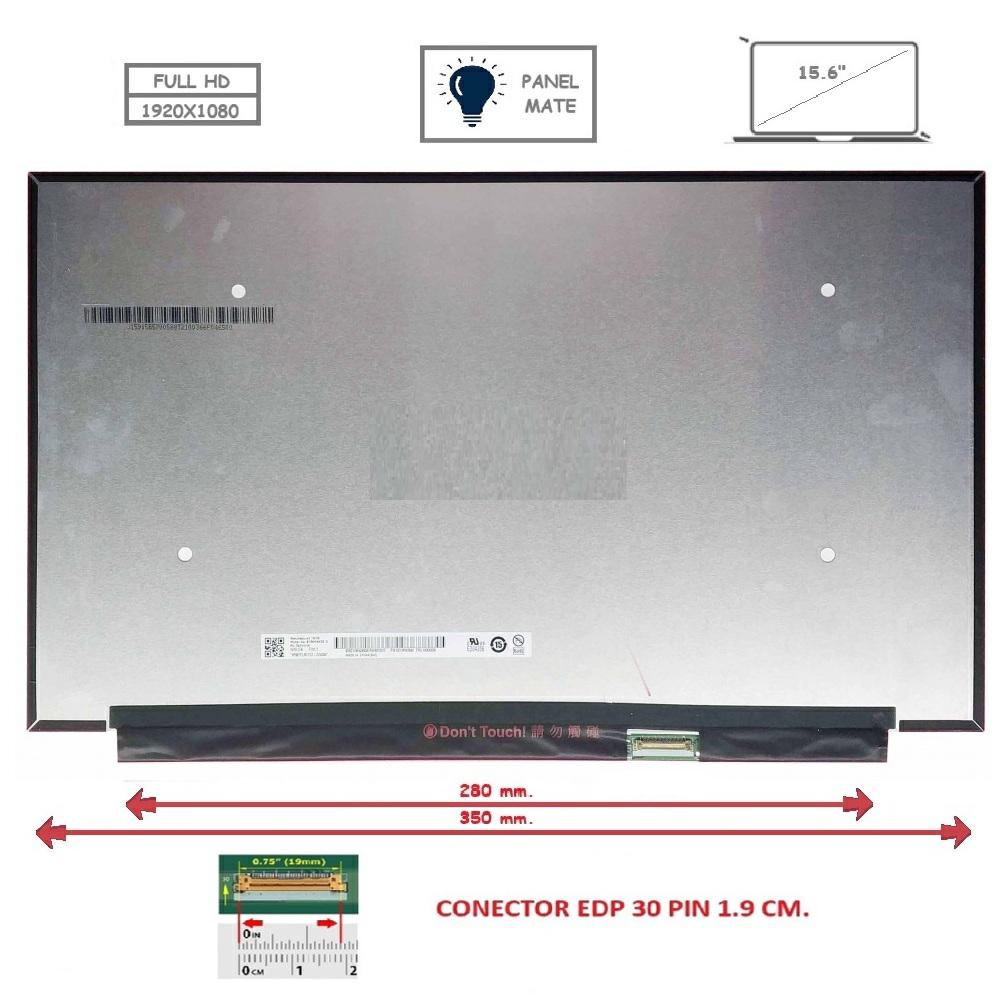 Pantalla compatible para portátil LED 15.6\" SLIM 30 Pines FULL HD Sin Brackets Inverter 280mm. Mate