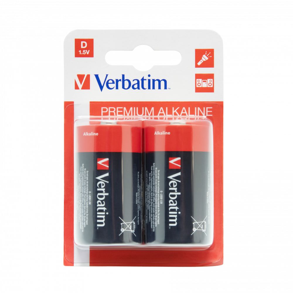 Verbatim Pilas Alcalinas D - LR20 - Pack 2 Uds