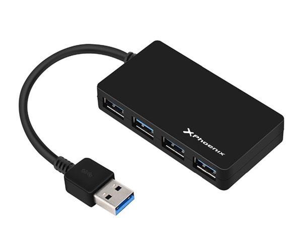 Hub 4 puertos USB 3.0 / 15cm / Phoenix / Negro / PH4USBHUB3