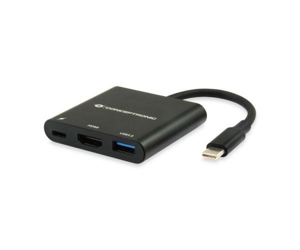 Hub Adaptador 3 en 1 Conceptronic  / Type-c a Hdmi  / Type-c Pd / Usb 3.0 / DONN01B