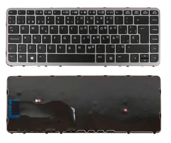 Teclado compatible para portátil HP Elitebook 745 / 750 / 755 / 840 / 850 g2 / Sin Poinstick / Negro marco plata