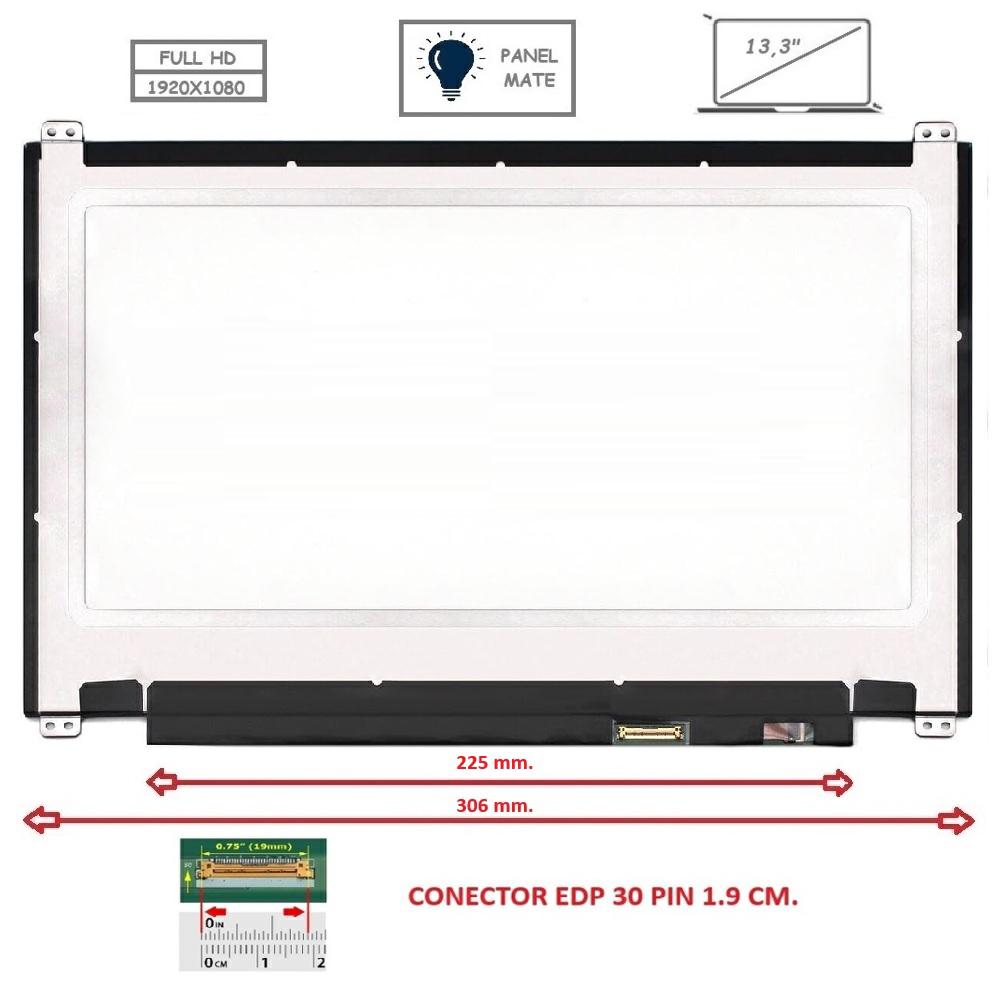 Pantalla compatible para portátil LED 13.3\" SLIM 30 Pines FULL HD con Brackets Mate
