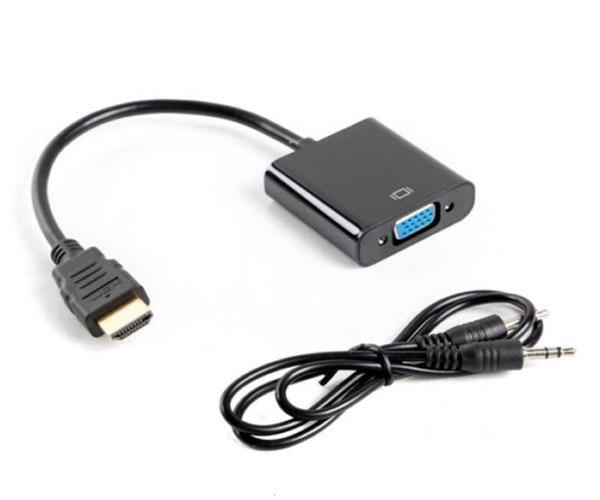 Cable adaptador HDMI a VGA + Audio Lanberg / Negro / Ad-0017-bk