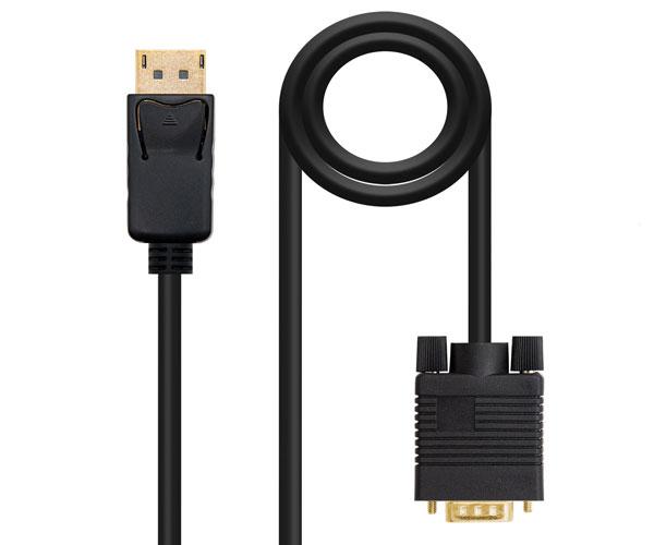Cable Adaptador DisplayPort 1.2a a VGA / M/M / 2M / Negro / Nanocable 10.15.4402