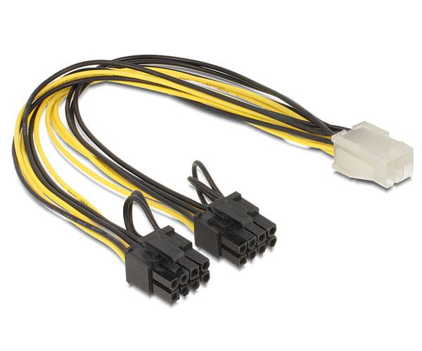 Adaptador alimentacion gráfica 6 pines pci-e a 2x 6+2 Pines Pci-e  / 30cm / Delock 83433