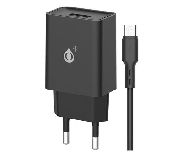 Cargador de red Usb + Cable Microusb / 12w / Negro / Basic Wilson / A6173 One+