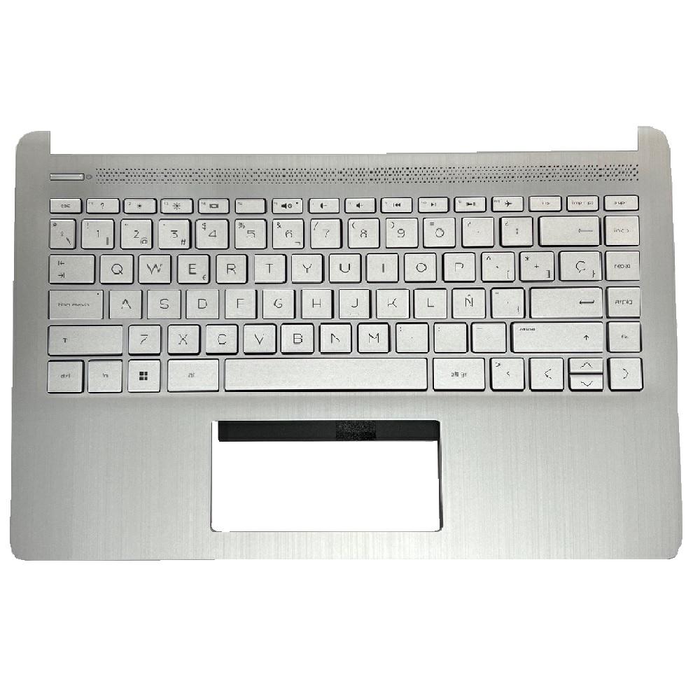 Top case + Teclado compatible para portátil HP 14S-DQ / 14S-FQ Plata Retroiluminado