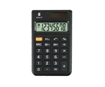 One+ Calculadora de 8 Digitos / NR9127 / Pantalla / Energia Solar y Bateria 1.5v Negro – LCD