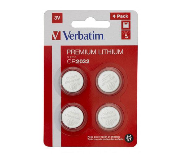 Pilas boton Litio Verbatim para placa base CR2032   pack 4 unid.