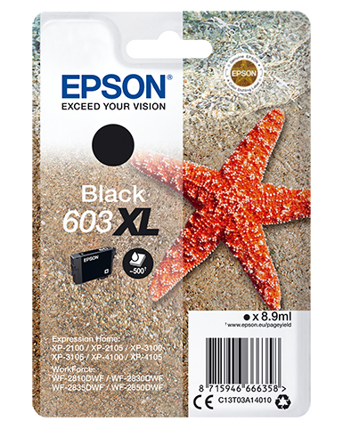 Epson tinta negra Xl Estrella de mar 1 tinta 603XL No Tag Single