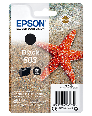Epson tinta negra Std Estrella de mar 1 tinta 603 No Tag Single