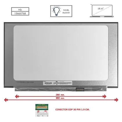 Generica Pantalla compatible para LED 15.6\" Slim 30 Pines HD Sin Brackets Ancho 350 mm…