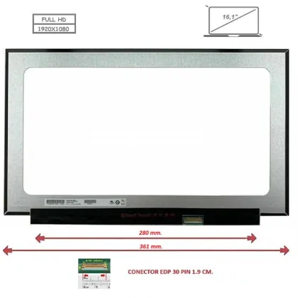 Generica Pantalla compatible para LED 16.1\" Slim 30 Pines Full HD Sin Brackets