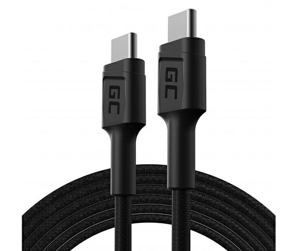 Cable type C a type C M/M 2m. Greencell 60W Negro KABGC29