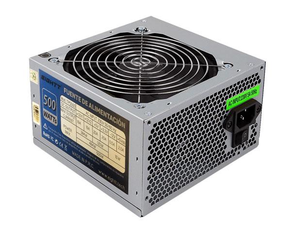 Fuente alimentacion ATX 500w Eightt EPS500 / Fan 120mm / 14db / 1x 12v 4 Pines / 4xSata / 2xIde / 1x Atx 20+4