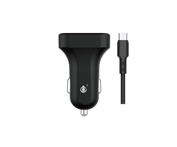 Cargador de coche-mechero con cable Micro USB / 2xUsb / 12w / 5v 2.4a / A6260  / Negro / One+