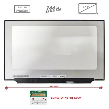 Generica Pantalla compatible para LED 17.3\" Slim 40 Pines Full HD Sin Brackets 144Hz