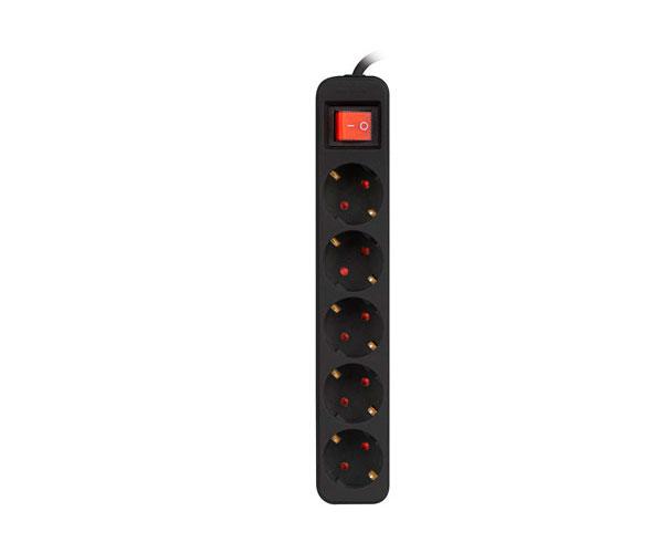 Regleta 5 tomas Lanberg / Proteccion infantil / Cable 3m /  Negra  / ps1-05f-0300-bk