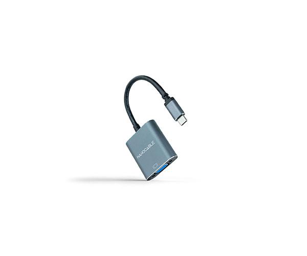 Adaptador Type-C a VGA M/H / 10cm / Aluminio / Gris / Nanocable 10.16.4101-G
