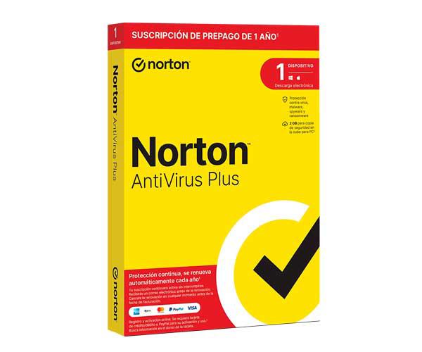 Antivirus Norton Antivirus Plus 2Gb / 1 Usuario / 1 Dispositivo / 1 Año / Box / 21424347 / 21433200