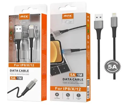 One+ datos USB 2.0 a Lightning iPhone 8-14 / 1m / 5a / Carga rapida / TB1281 Gris