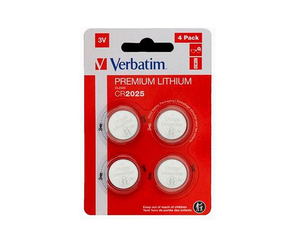 Pilas boton Litio Verbatim CR2025 3V Pack 4 unid.