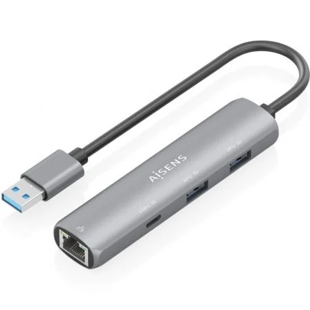 Aisens Hub USB ASUC-4P035-GR/ 1xUSB Tipo-C/ 2xUSB/ 1xRJ45 Gris