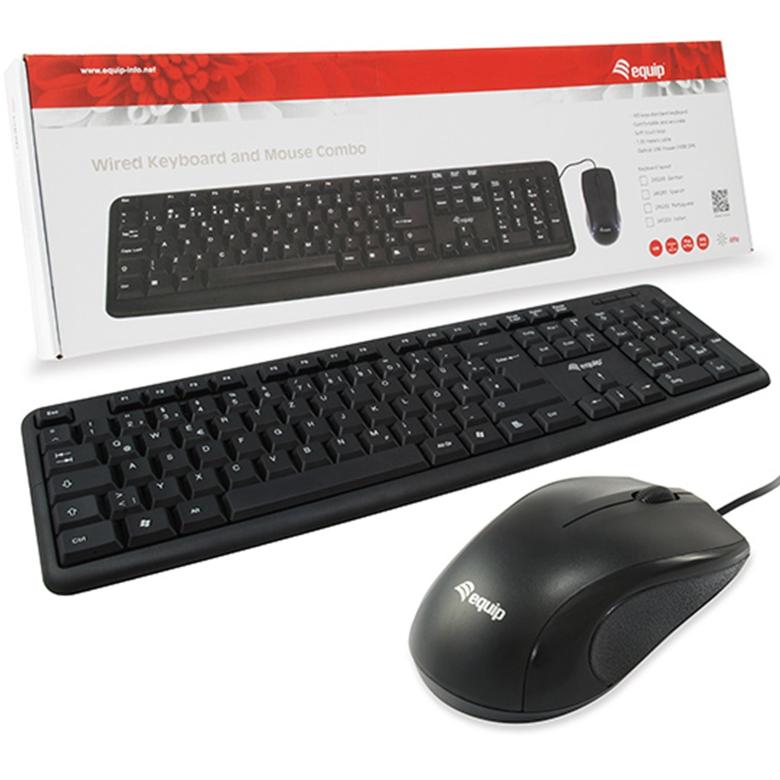 Combo teclado + raton usb life Equip / Negro / 245201