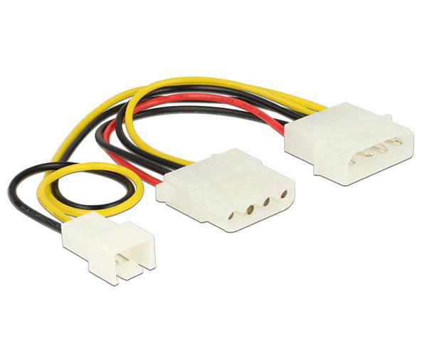 Cable molex gráfica 4 pines macho a 4 pines hembra + 3 pines ventilador / Delock 83658