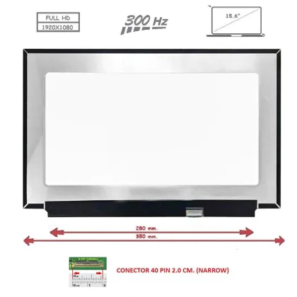 Generica Pantalla compatible para LED 15.6\" Slim 40 Pines Full HD Sin Brackets 300 Hz