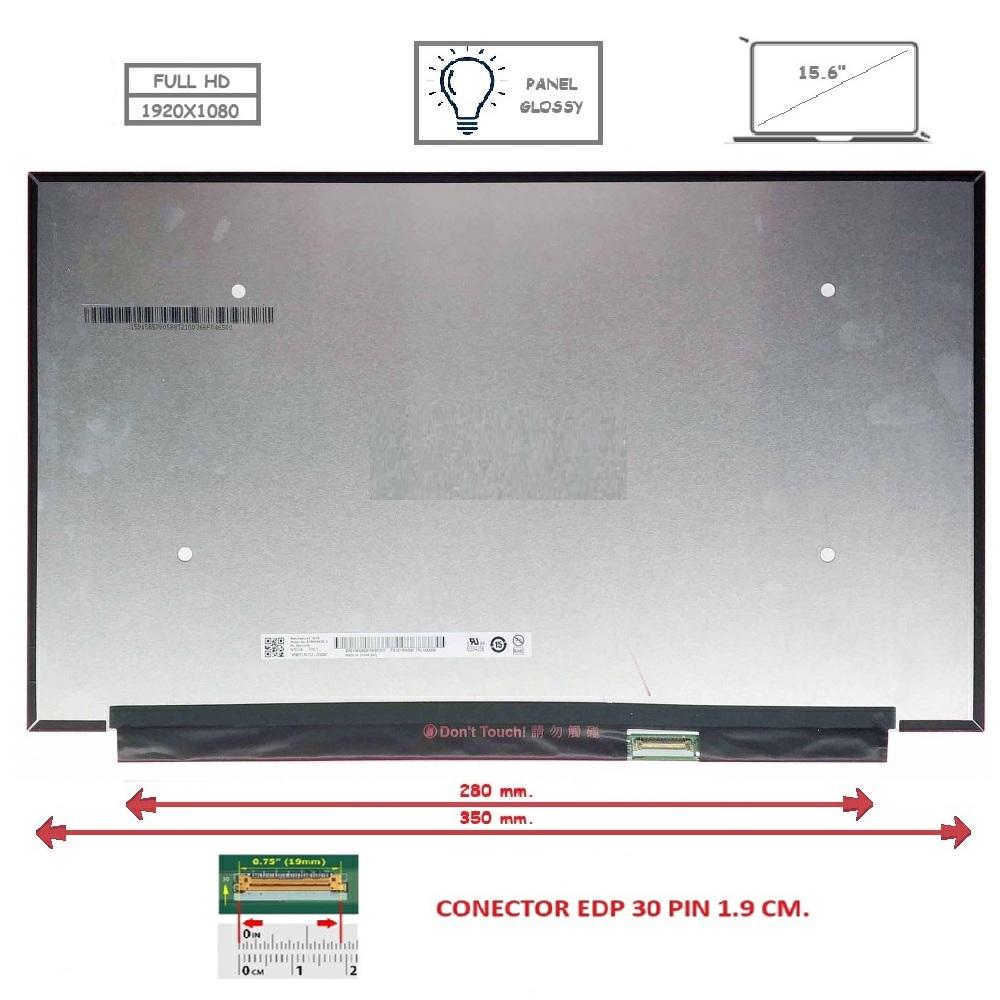 Pantalla compatible para portátil LED 15.6\" SLIM 30 Pines FULL HD Sin Brackets Inverter 280mm. Brillo