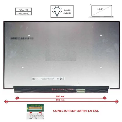 Generica Pantalla compatible para LED 15.6\" Slim 30 Pines Full HD Sin Brackets Inverter…