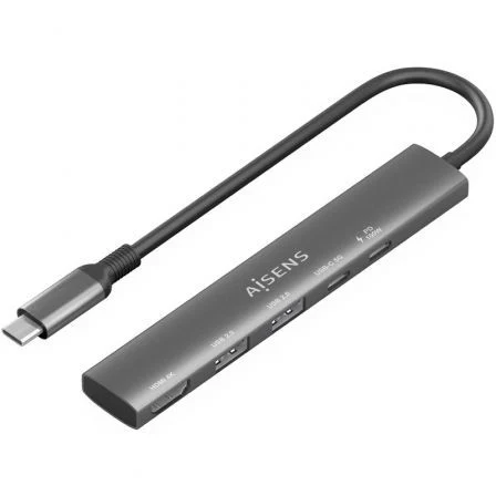 Aisens Docking USB Tipo-C ASUC-5P022-GR/ 1xHDMI 4K/ 2xUSB/ 1xUSB Tipo-C/ 1xUSB Tipo-C Pd Gris