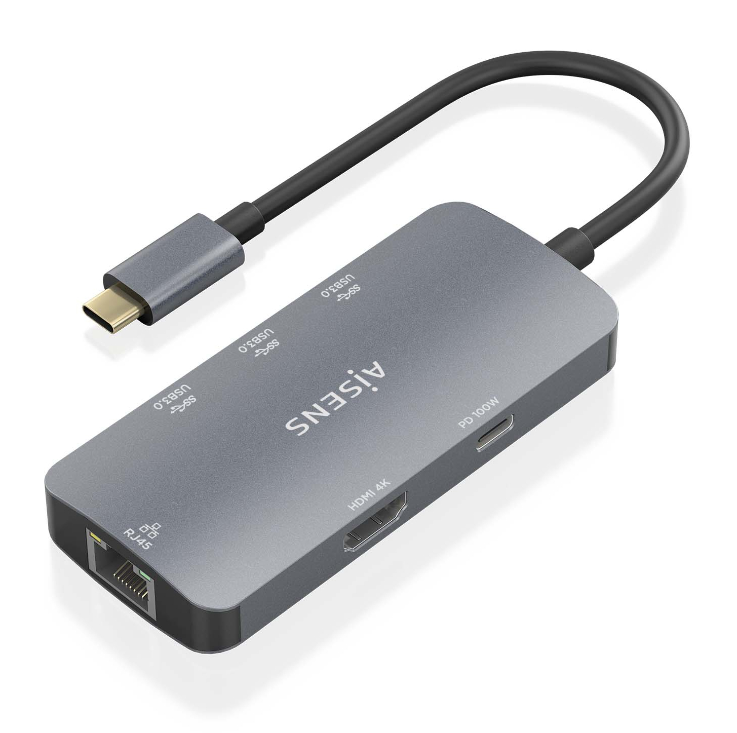 Aisens Docking USB Tipo-C ASUC-6P019-GR/ 1xHDMI 4K/ 3xUSB/ 1xRJ45/ 1xUSB Tipo-C Pd Gris