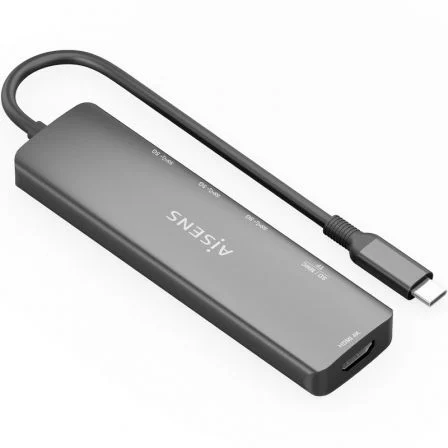 Aisens Docking USB Tipo-C ASUC-6P024-GR/ 1xHDMI 4K/ 3xUSB/ 1xLector Tarjetas Gris