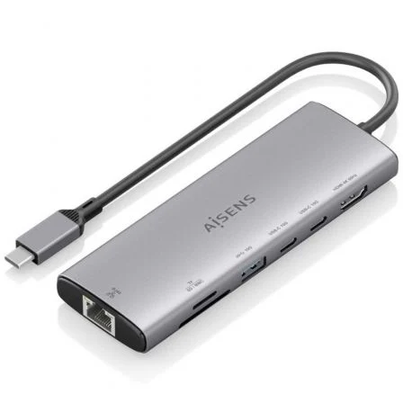 Aisens Docking USB Tipo-C ASUC-7P032-GR/ 1xHDMI 4K/ 1xUSB/ 2xUSB Tipo-C/ 1xRJ45/ 1xLector… Gris