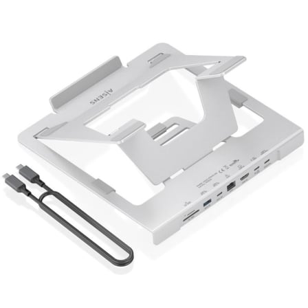 Soporte de Sobremesa - Docking USB Tipo-C Aisens ASUC-7P045-GR/ 1xUSB/ 1xUSB Tipo-C/ 1xHDMI/ 1xRJ45/ 1xLector de Tarjetas/ 1xUSB Tipo-C PD/ Gris