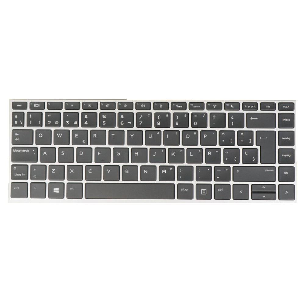 Teclado compatible para portátil HP 640 G4 / 640 G5 Marco Plata / Conector ancho