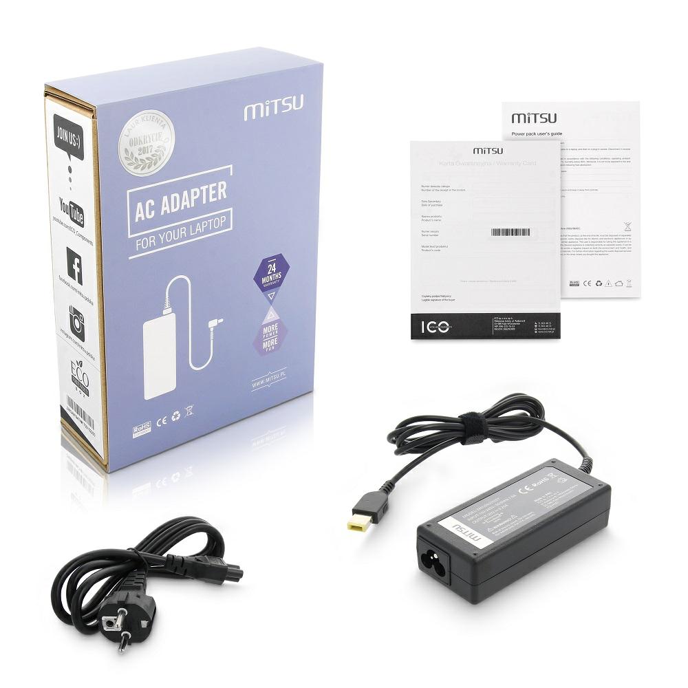Cargador compatible para portátil LENOVO 65W 20V 3.25A 11.0x4.5 mm (rectangular) Mitsu