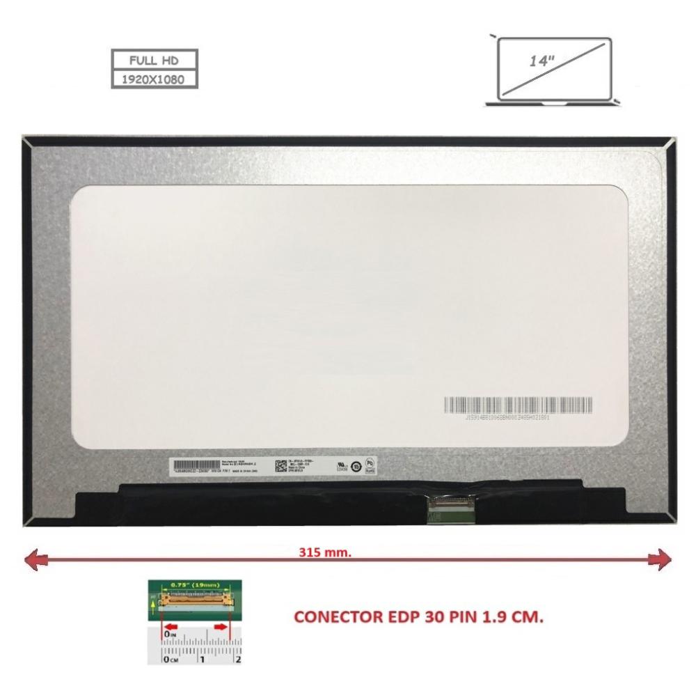 Pantalla compatible para portátil LED 14\" SLIM 30 Pines FULL HD Sin Brackets Sin Reborde